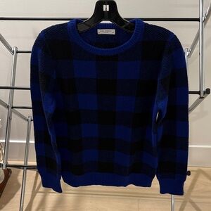 Equipment Crewneck Blue and Black Buffalo Check Sweater